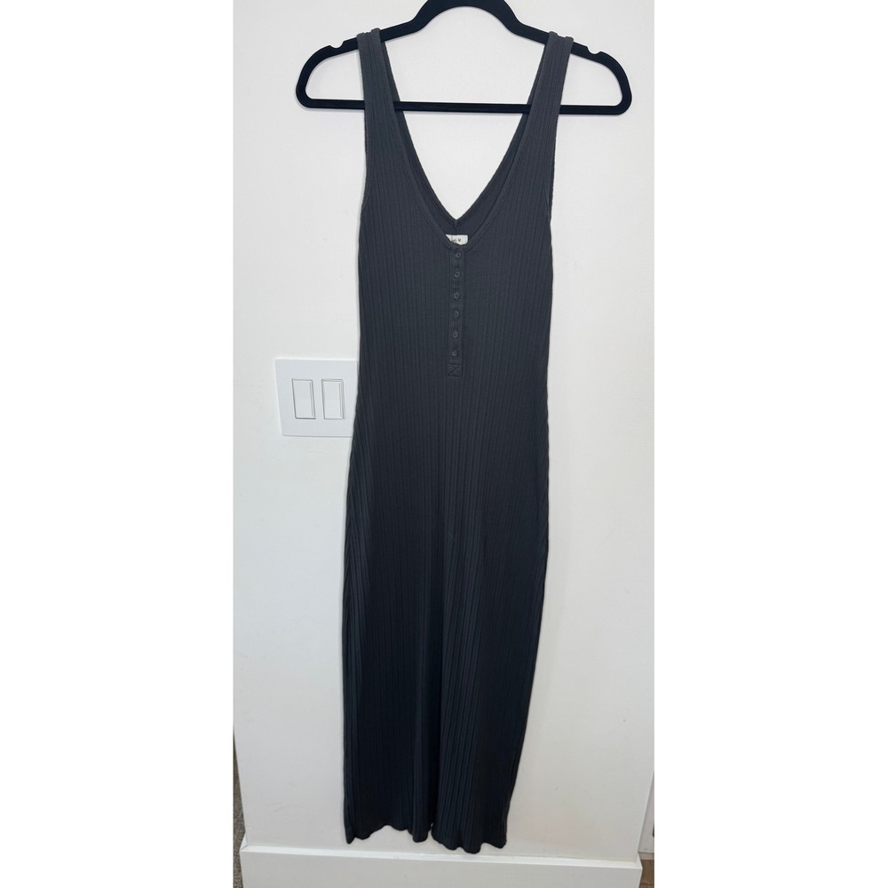 Aerie Double V Henley Bodycon Maxi Dress Smoked Gray Size S